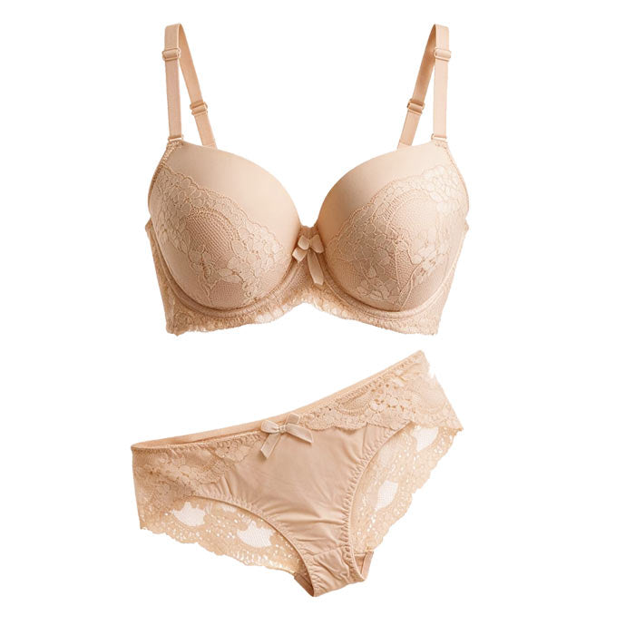 e1298 Ensemble soutien-gorge à armatures et culotte en dentelle florale – Bonnet F